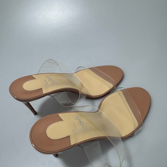 Christian Louboutin Just Nothing 85MM Patent Leather Mules Blush 38.5 - Picture 5 of 9